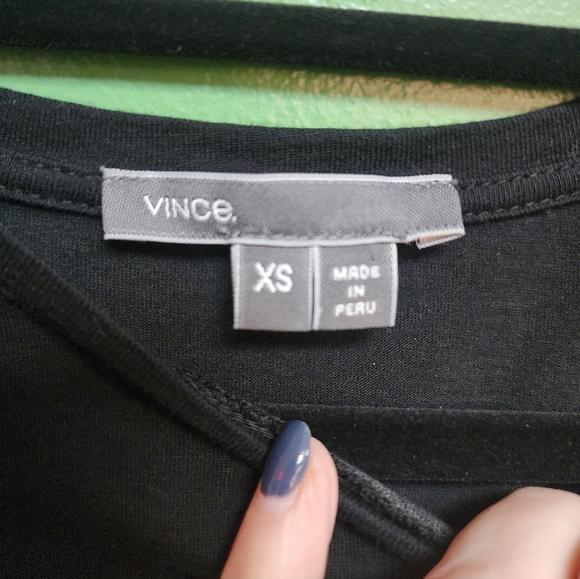 Vince Black Long Sleeve Top XS Pima Cotton Modal Made in Peru - Picture 3 of 4